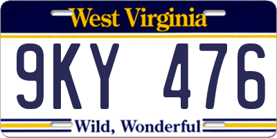 WV license plate 9KY476