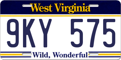 WV license plate 9KY575