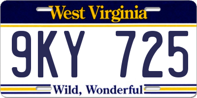 WV license plate 9KY725