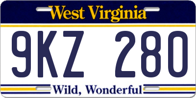 WV license plate 9KZ280