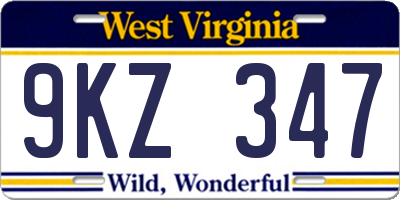 WV license plate 9KZ347
