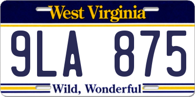 WV license plate 9LA875