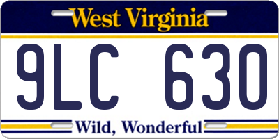 WV license plate 9LC630