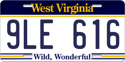 WV license plate 9LE616