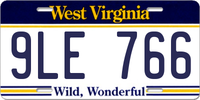 WV license plate 9LE766