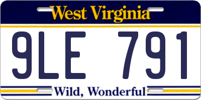 WV license plate 9LE791