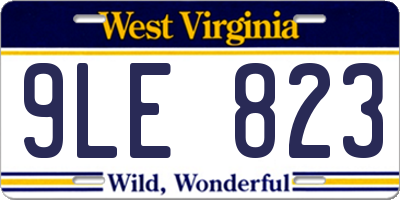 WV license plate 9LE823
