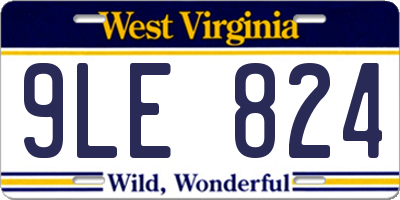 WV license plate 9LE824