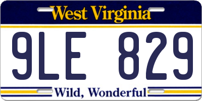 WV license plate 9LE829