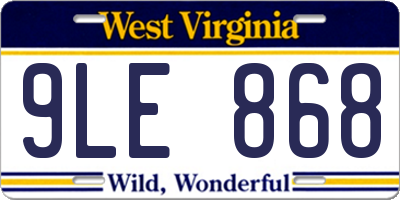 WV license plate 9LE868
