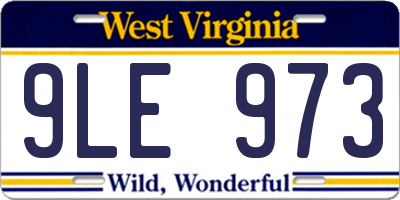 WV license plate 9LE973