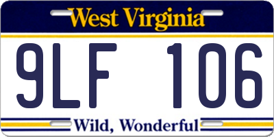 WV license plate 9LF106