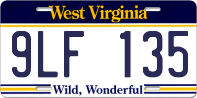 WV license plate 9LF135