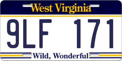 WV license plate 9LF171