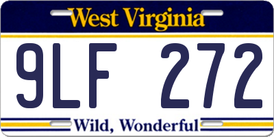 WV license plate 9LF272