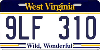 WV license plate 9LF310