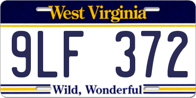 WV license plate 9LF372