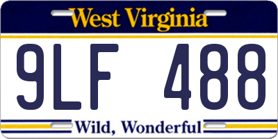 WV license plate 9LF488