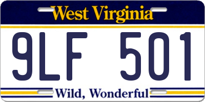 WV license plate 9LF501
