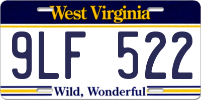 WV license plate 9LF522