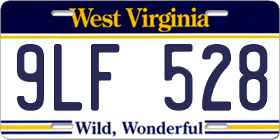 WV license plate 9LF528