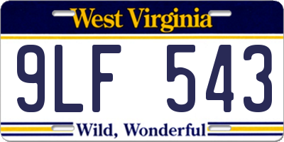 WV license plate 9LF543