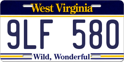 WV license plate 9LF580