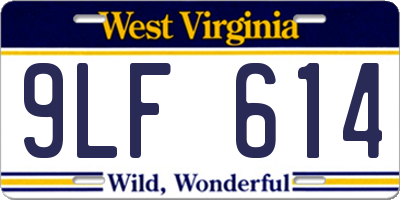 WV license plate 9LF614