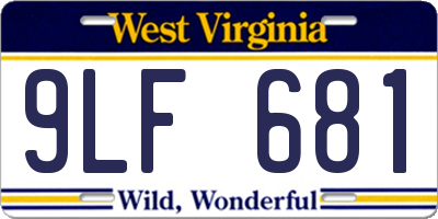 WV license plate 9LF681