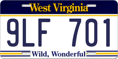 WV license plate 9LF701