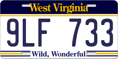 WV license plate 9LF733