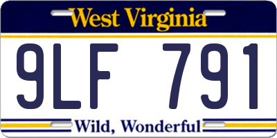 WV license plate 9LF791