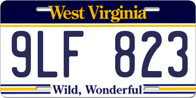 WV license plate 9LF823