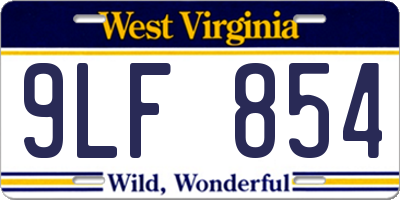 WV license plate 9LF854