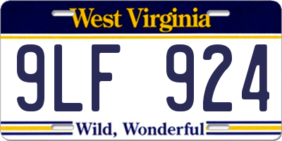 WV license plate 9LF924
