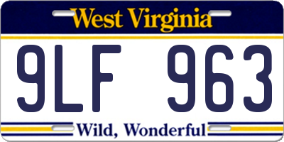 WV license plate 9LF963