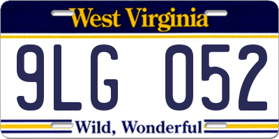 WV license plate 9LG052