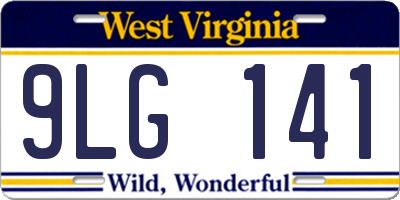 WV license plate 9LG141