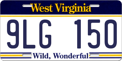WV license plate 9LG150
