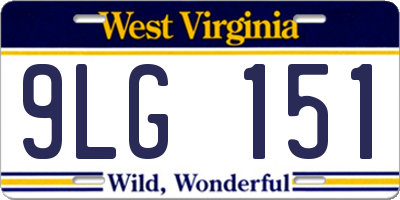 WV license plate 9LG151