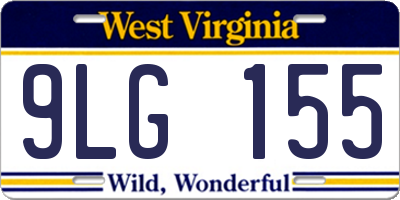 WV license plate 9LG155