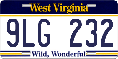 WV license plate 9LG232