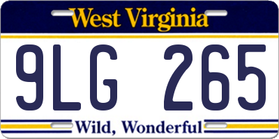 WV license plate 9LG265