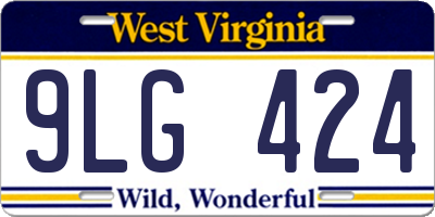 WV license plate 9LG424