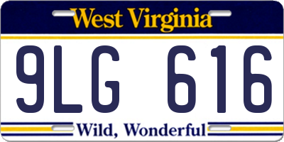 WV license plate 9LG616