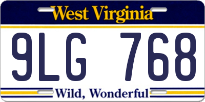 WV license plate 9LG768