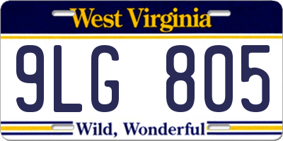 WV license plate 9LG805