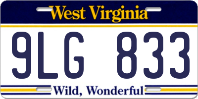 WV license plate 9LG833