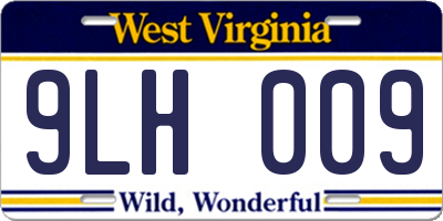 WV license plate 9LH009