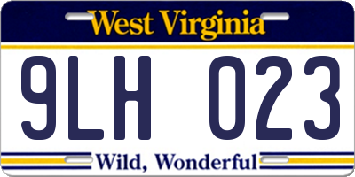 WV license plate 9LH023